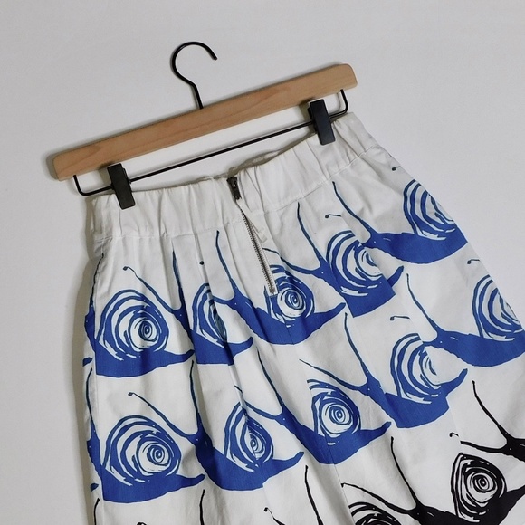 Anthropologie MAEVE Swirled Snail Skirt Pleated Pockets Whimsical Snails X-Small - Picture 10 of 16